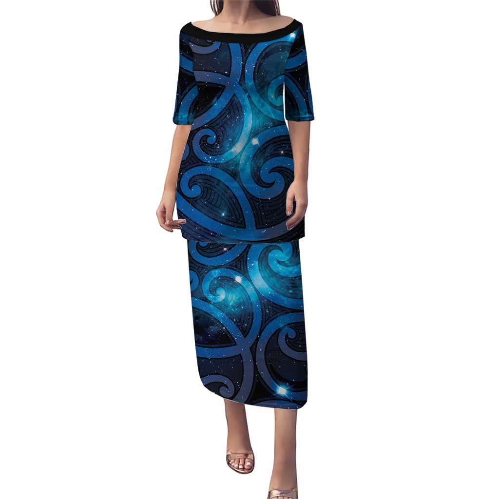 New Zealand Maori Matariki Family Matching Puletasi and Hawaiian Shirt Galaxy Kowhaiwhai