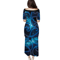 New Zealand Maori Matariki Family Matching Puletasi and Hawaiian Shirt Galaxy Kowhaiwhai