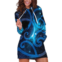 New Zealand Maori Matariki Hoodie Dress Galaxy Kowhaiwhai
