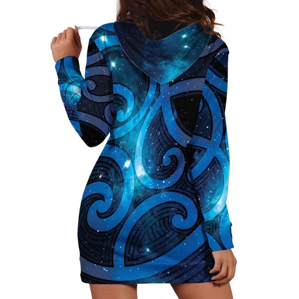 New Zealand Maori Matariki Hoodie Dress Galaxy Kowhaiwhai