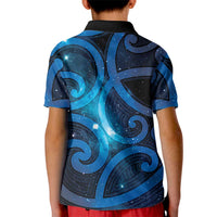 New Zealand Maori Matariki Kid Polo Shirt Galaxy Kowhaiwhai