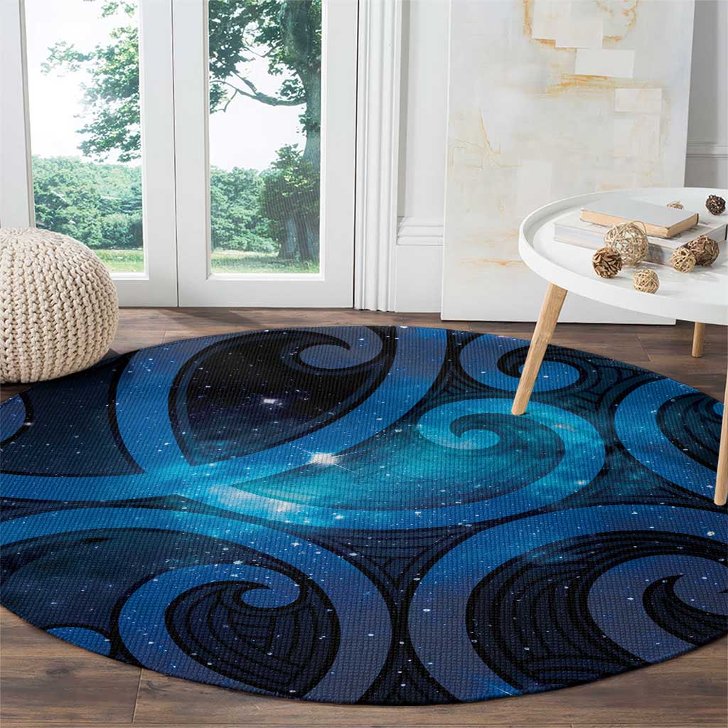 New Zealand Maori Matariki Round Carpet Galaxy Kowhaiwhai