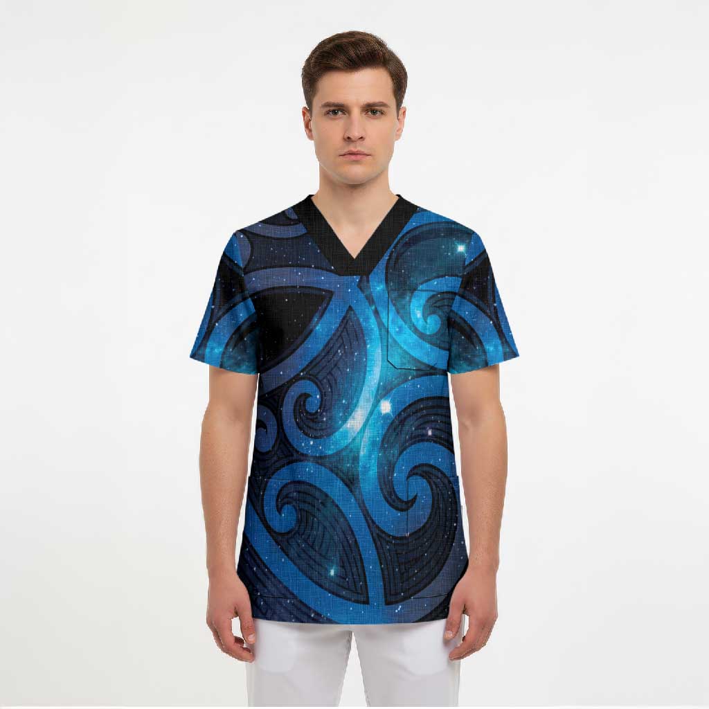 New Zealand Maori Matariki Scrub Top Galaxy Kowhaiwhai
