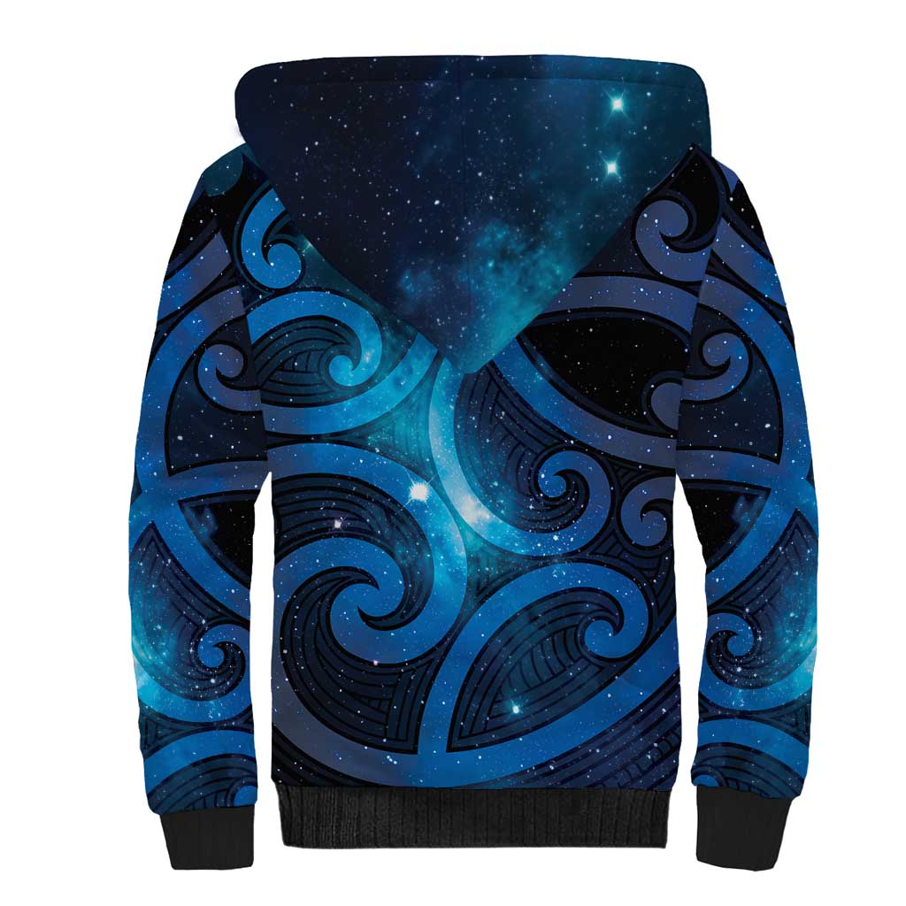 New Zealand Maori Matariki Sherpa Hoodie Galaxy Kowhaiwhai