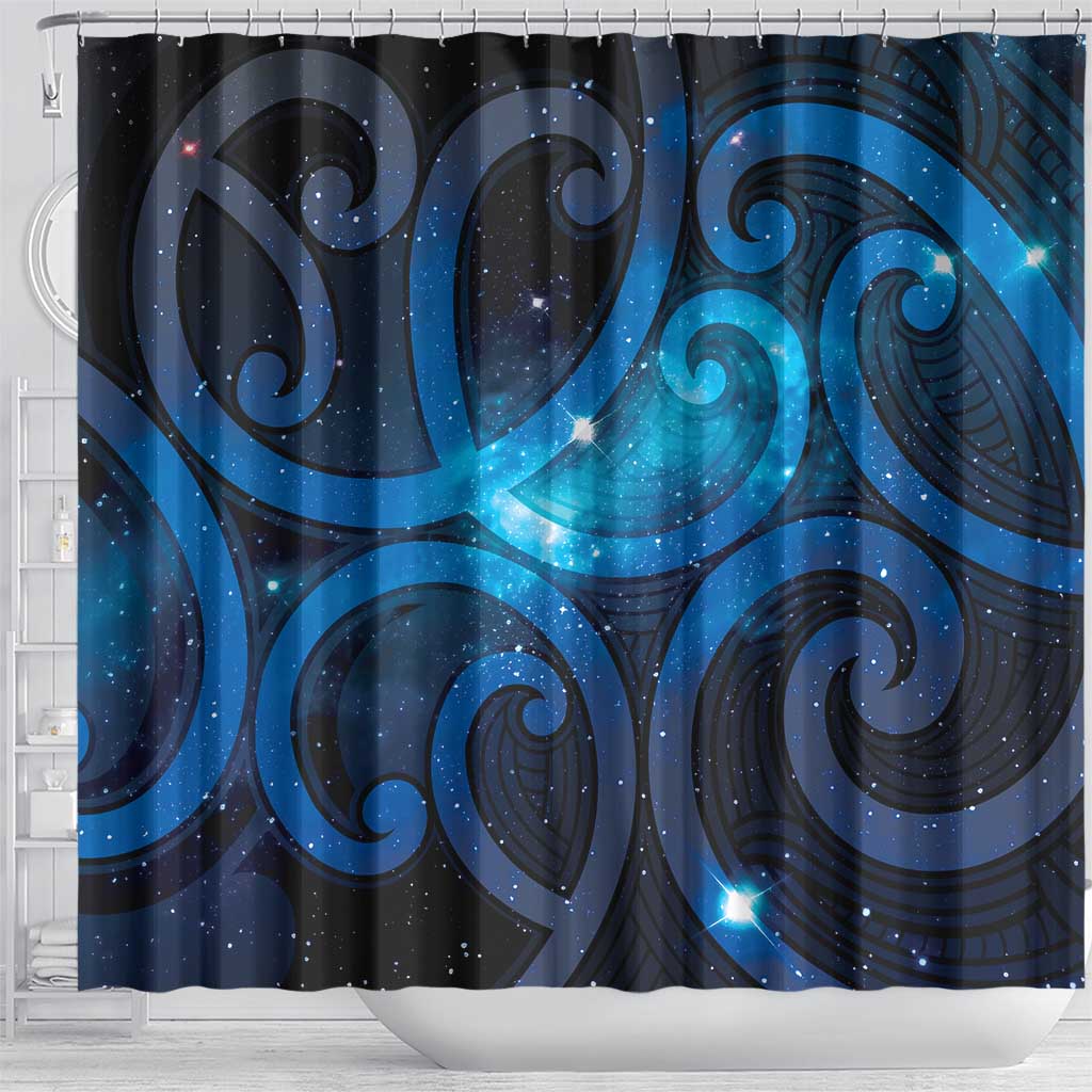 New Zealand Maori Matariki Shower Curtain Galaxy Kowhaiwhai