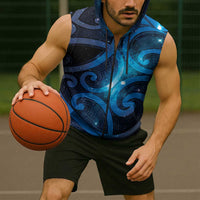 New Zealand Maori Matariki Sleeveless Zip Hoodie Galaxy Kowhaiwhai