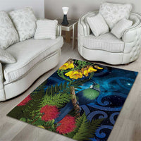 Tui Bird New Zealand Starry Sky Area Rug Maori Koru LT7 - Polynesian Pride