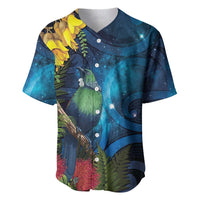 Tui Bird New Zealand Starry Sky Baseball Jersey Maori Koru LT7 Galaxy - Polynesian Pride