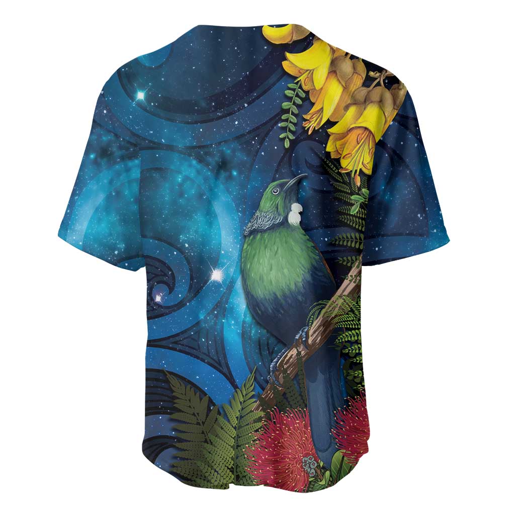 Tui Bird New Zealand Starry Sky Baseball Jersey Maori Koru LT7 - Polynesian Pride