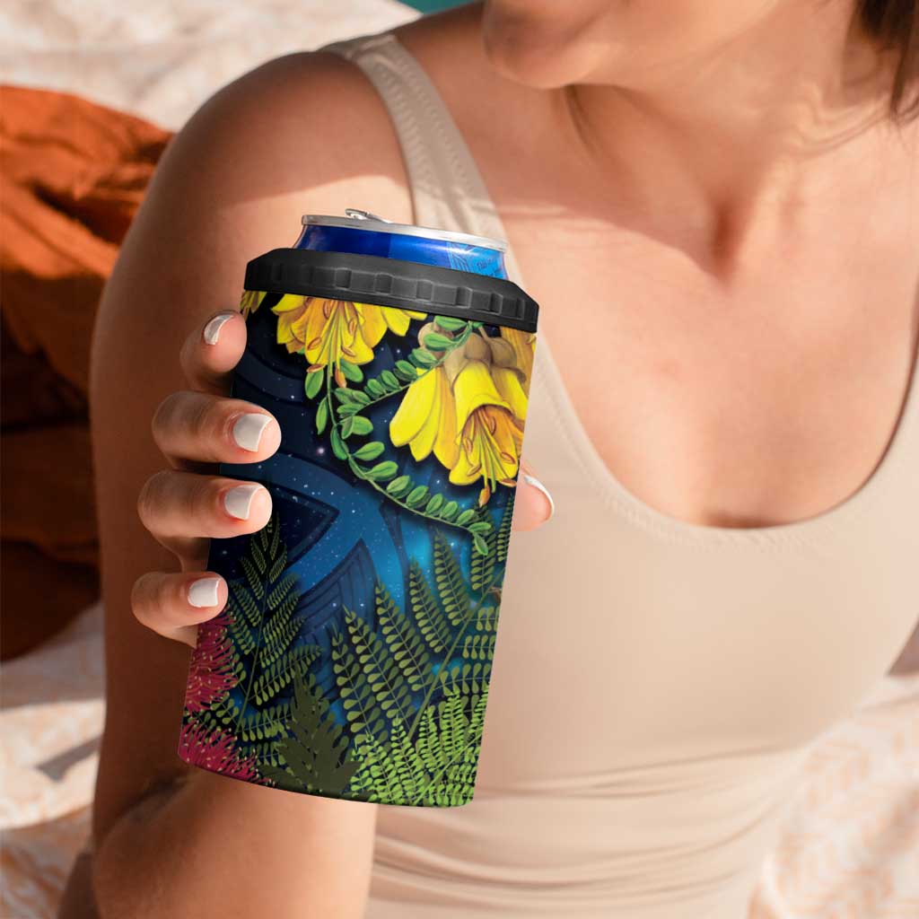 Tui Bird New Zealand Starry Sky 4 in 1 Can Cooler Tumbler Maori Koru