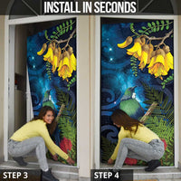 Tui Bird New Zealand Starry Sky Door Cover Maori Koru