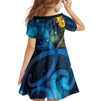 Tui Bird New Zealand Starry Sky Family Matching Tank Maxi Dress and Hawaiian Shirt Maori Koru LT7 - Polynesian Pride