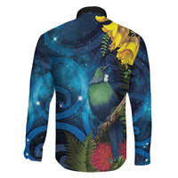 Tui Bird New Zealand Starry Sky Family Matching Tank Maxi Dress and Hawaiian Shirt Maori Koru LT7 - Polynesian Pride