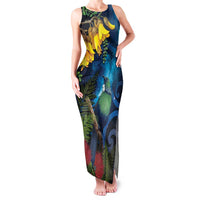 Tui Bird New Zealand Starry Sky Family Matching Tank Maxi Dress and Hawaiian Shirt Maori Koru LT7 Mom's Dress Galaxy - Polynesian Pride