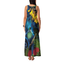 Tui Bird New Zealand Starry Sky Family Matching Tank Maxi Dress and Hawaiian Shirt Maori Koru LT7 - Polynesian Pride