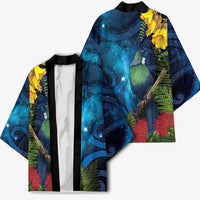 Tui Bird New Zealand Starry Sky Kimono Maori Koru