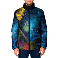 Tui Bird New Zealand Starry Sky Padded Jacket Maori Koru