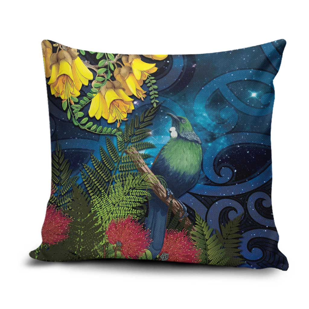 Tui Bird New Zealand Starry Sky Pillow Cover Maori Koru LT7 Galaxy - Polynesian Pride