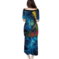 Tui Bird New Zealand Starry Sky Puletasi Maori Koru LT7 - Polynesian Pride
