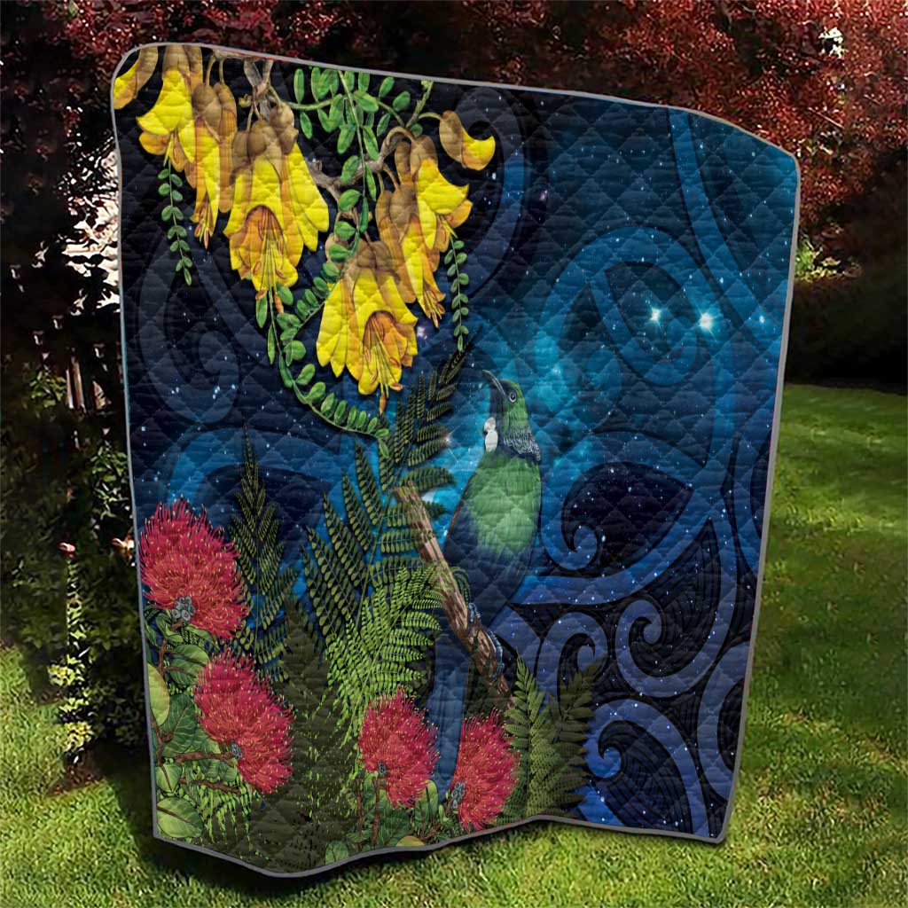 Tui Bird New Zealand Starry Sky Quilt Maori Koru