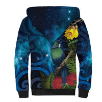 Tui Bird New Zealand Starry Sky Sherpa Hoodie Maori Koru