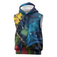 Tui Bird New Zealand Starry Sky Sleeveless Hoodie Maori Koru LT7 Galaxy - Polynesian Pride