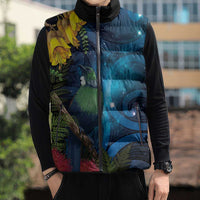 Tui Bird New Zealand Starry Sky Sleeveless Puffer Jacket Maori Koru LT7 - Polynesian Pride