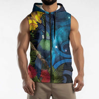 Tui Bird New Zealand Starry Sky Sleeveless Zip Hoodie Maori Koru LT7 - Polynesian Pride