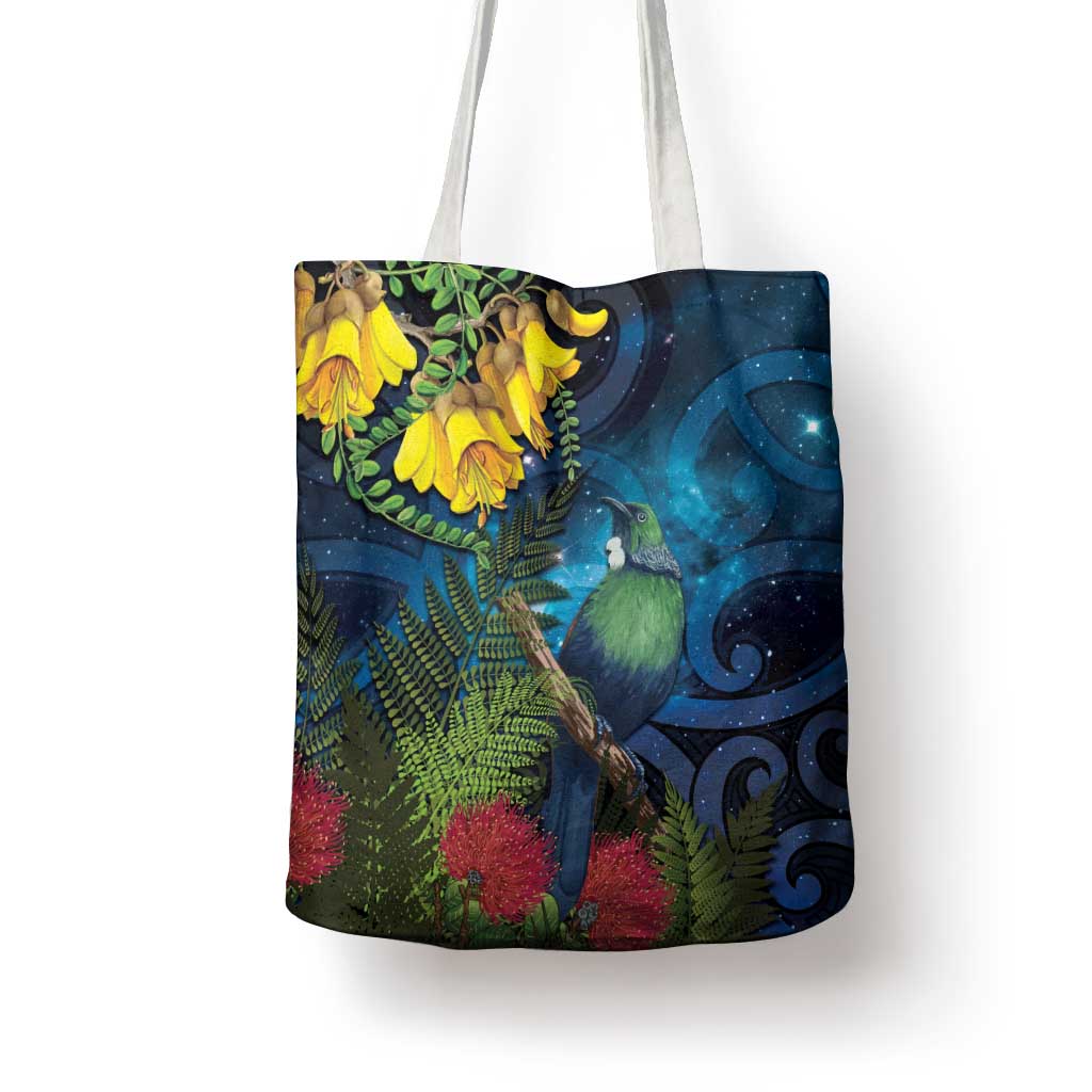 Tui Bird New Zealand Starry Sky Tote Bag Maori Koru LT7 - Polynesian Pride
