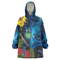 Tui Bird New Zealand Starry Sky Wearable Blanket Hoodie Maori Koru