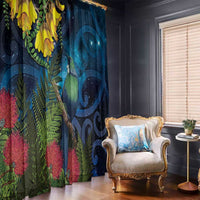 Tui Bird New Zealand Starry Sky Window Curtain Maori Koru LT7 - Polynesian Pride