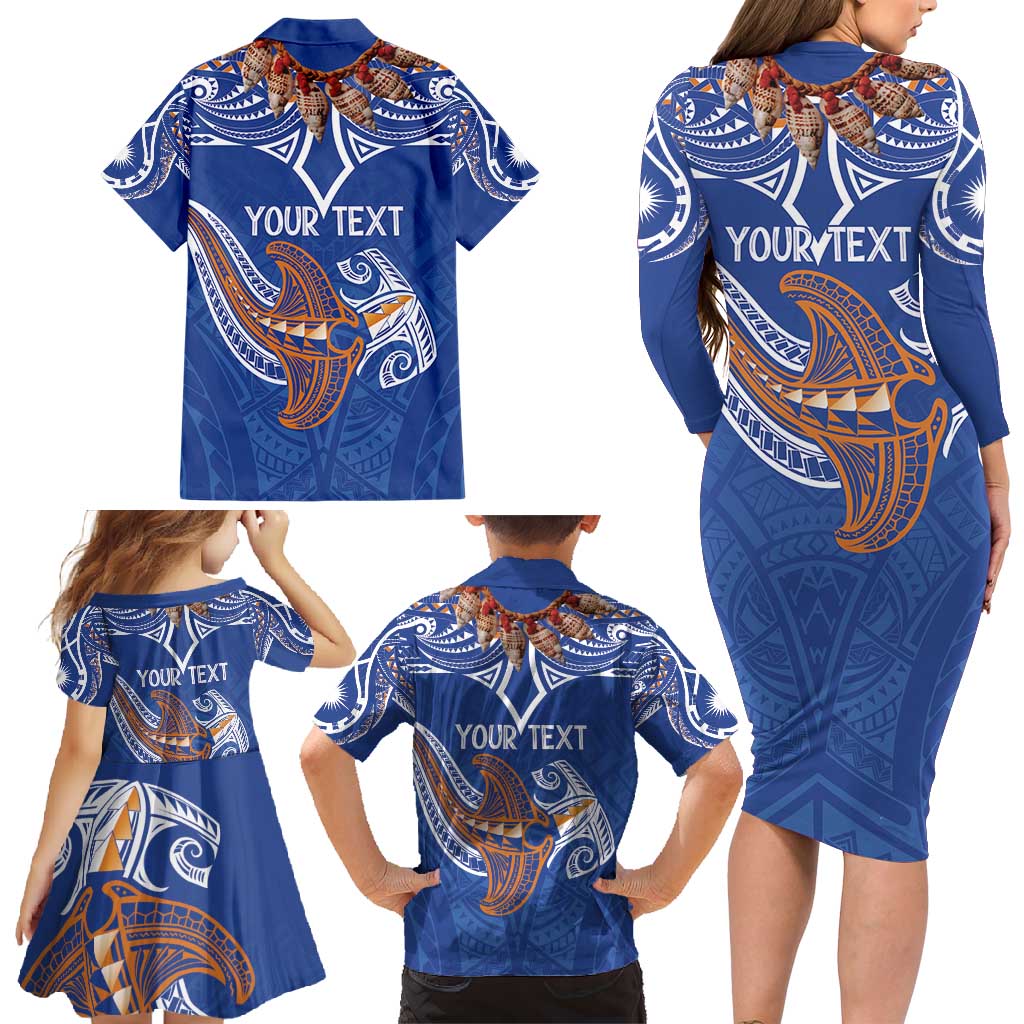 Yokwe Marshall Islands Personalized Family Matching Long Sleeve Bodycon Dress and Hawaiian Shirt Jemenei Day - Seashell Necklace