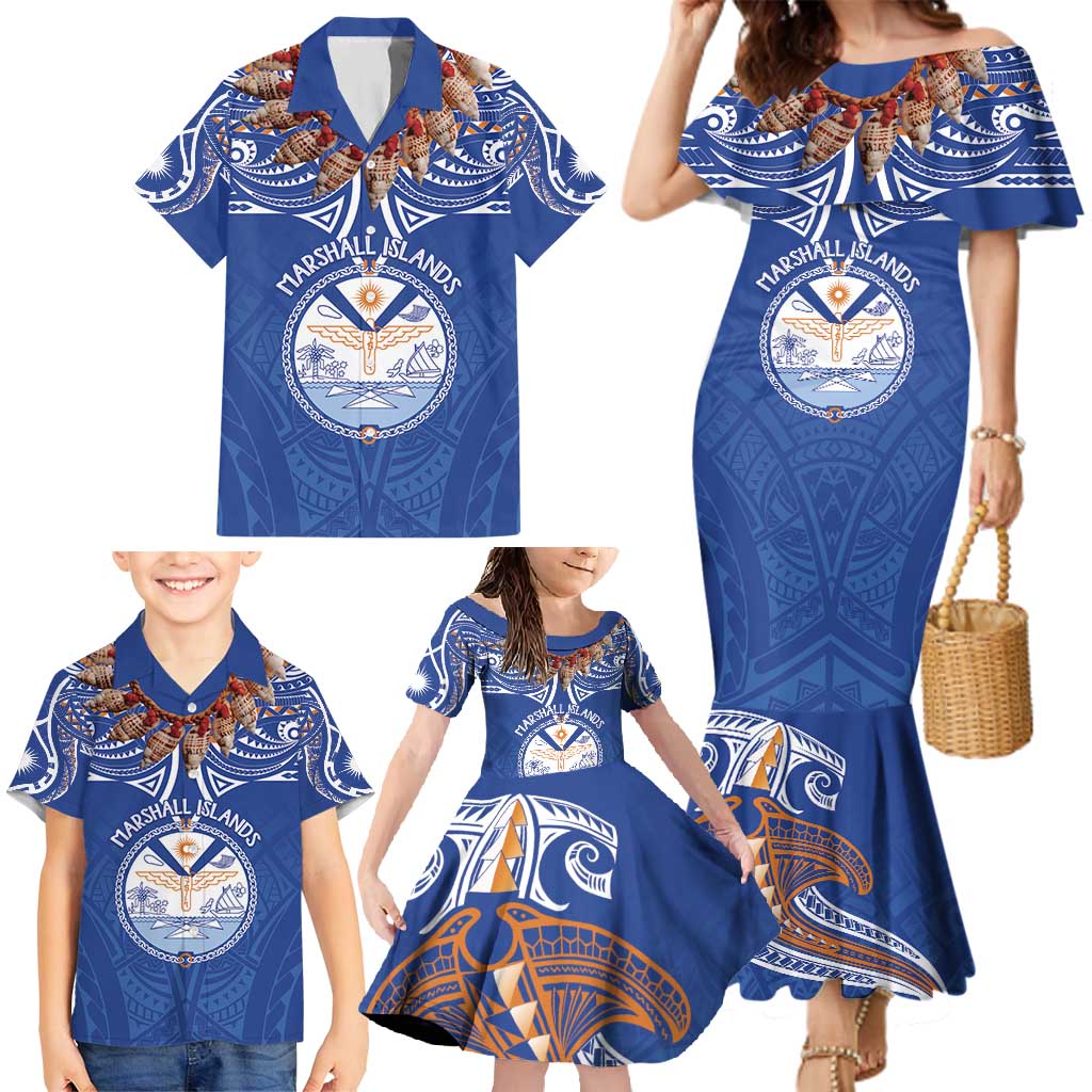 Yokwe Marshall Islands Personalized Family Matching Mermaid Dress and Hawaiian Shirt Jemenei Day - Seashell Necklace
