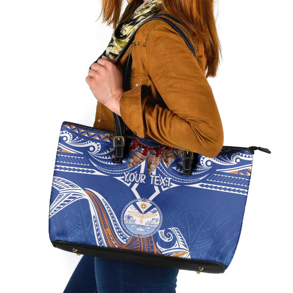 Yokwe Marshall Islands Personalized Leather Tote Bag Jemenei Day - Seashell Necklace