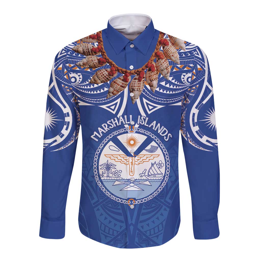 Yokwe Marshall Islands Personalized Long Sleeve Button Shirt Jemenei Day - Seashell Necklace
