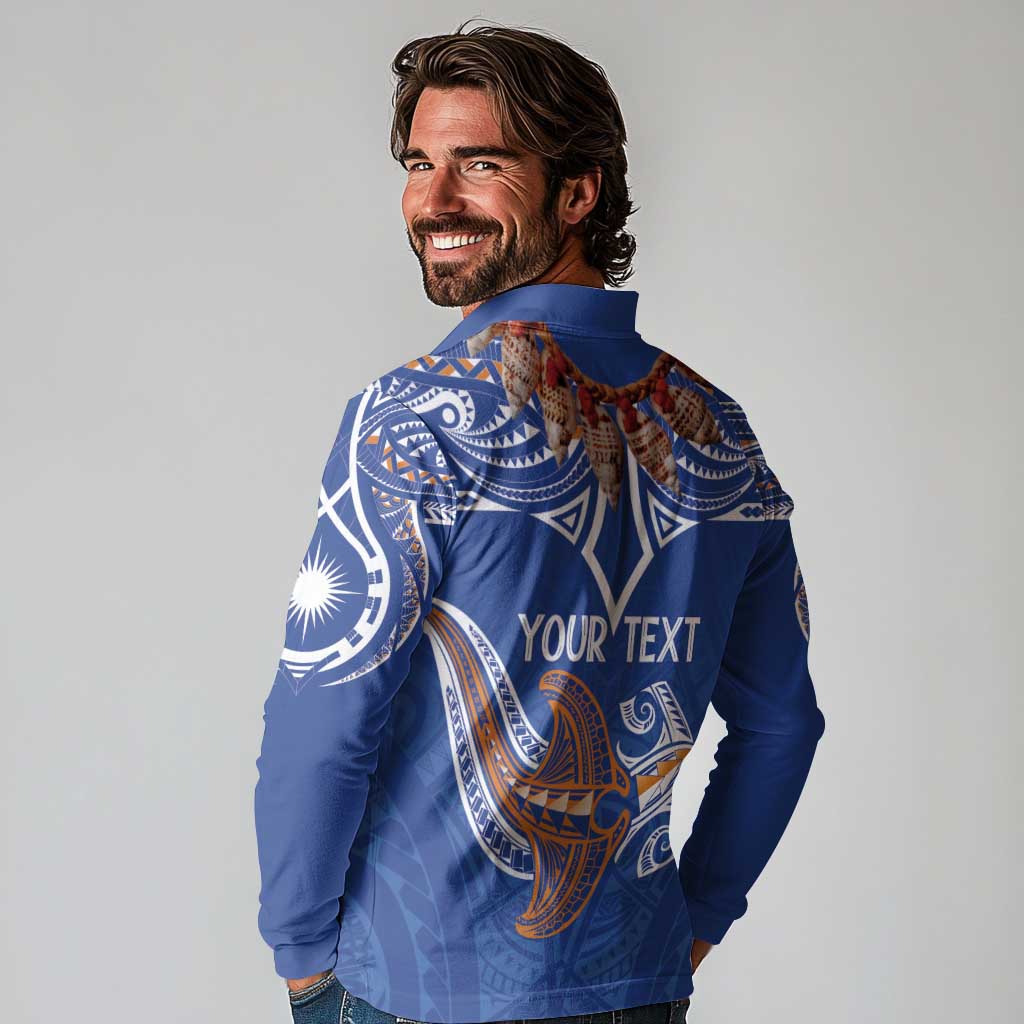 Yokwe Marshall Islands Personalized Long Sleeve Polo Shirt Jemenei Day - Seashell Necklace