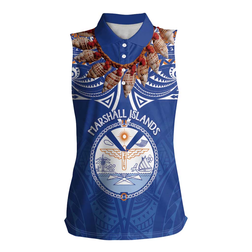 Yokwe Marshall Islands Personalized Women Sleeveless Polo Shirt Jemenei Day - Seashell Necklace