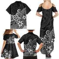 Hawaii Family Matching Outfits Polynesia Summer Maxi Dress And Shirt Family Set Clothes Plumeria Black Curves LT7 - Polynesian Pride