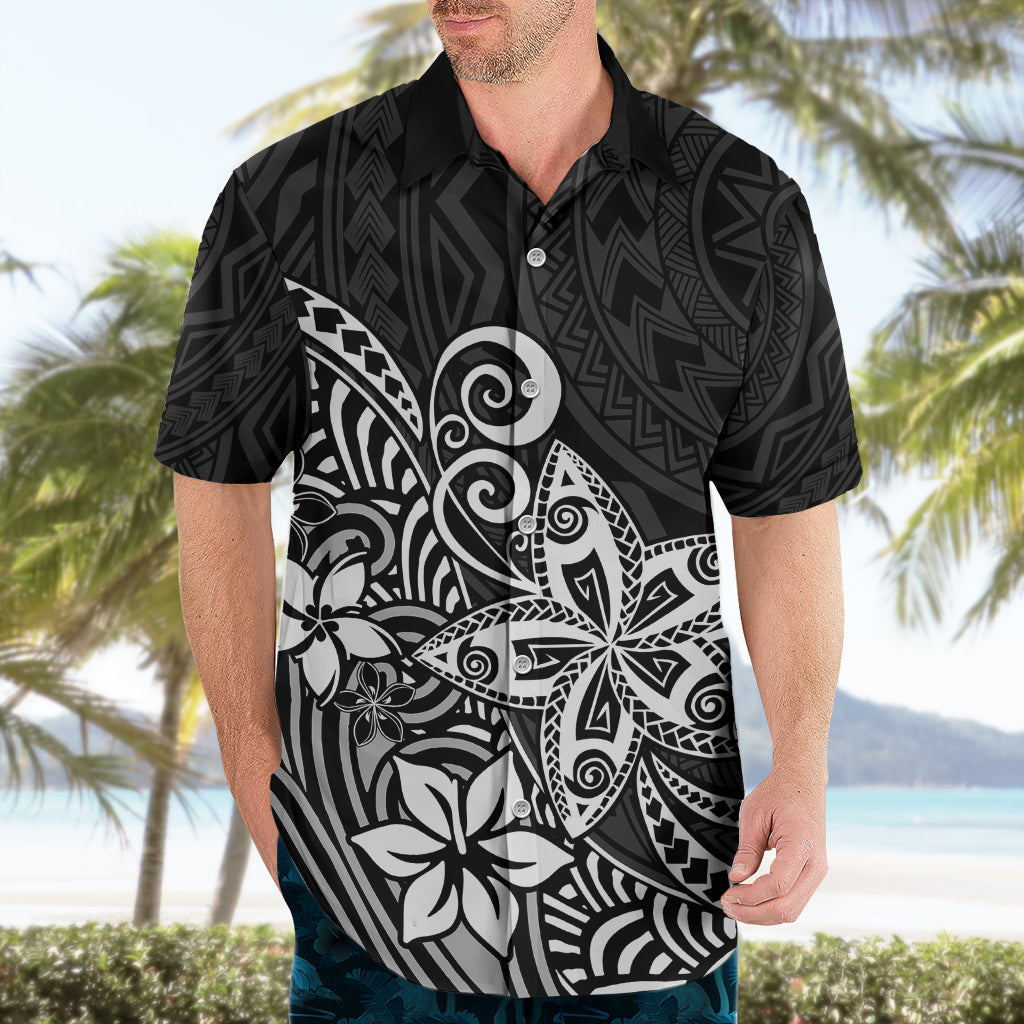 Polynesia Hawaiian Shirt Plumeria Black Curves LT7 - Polynesian Pride
