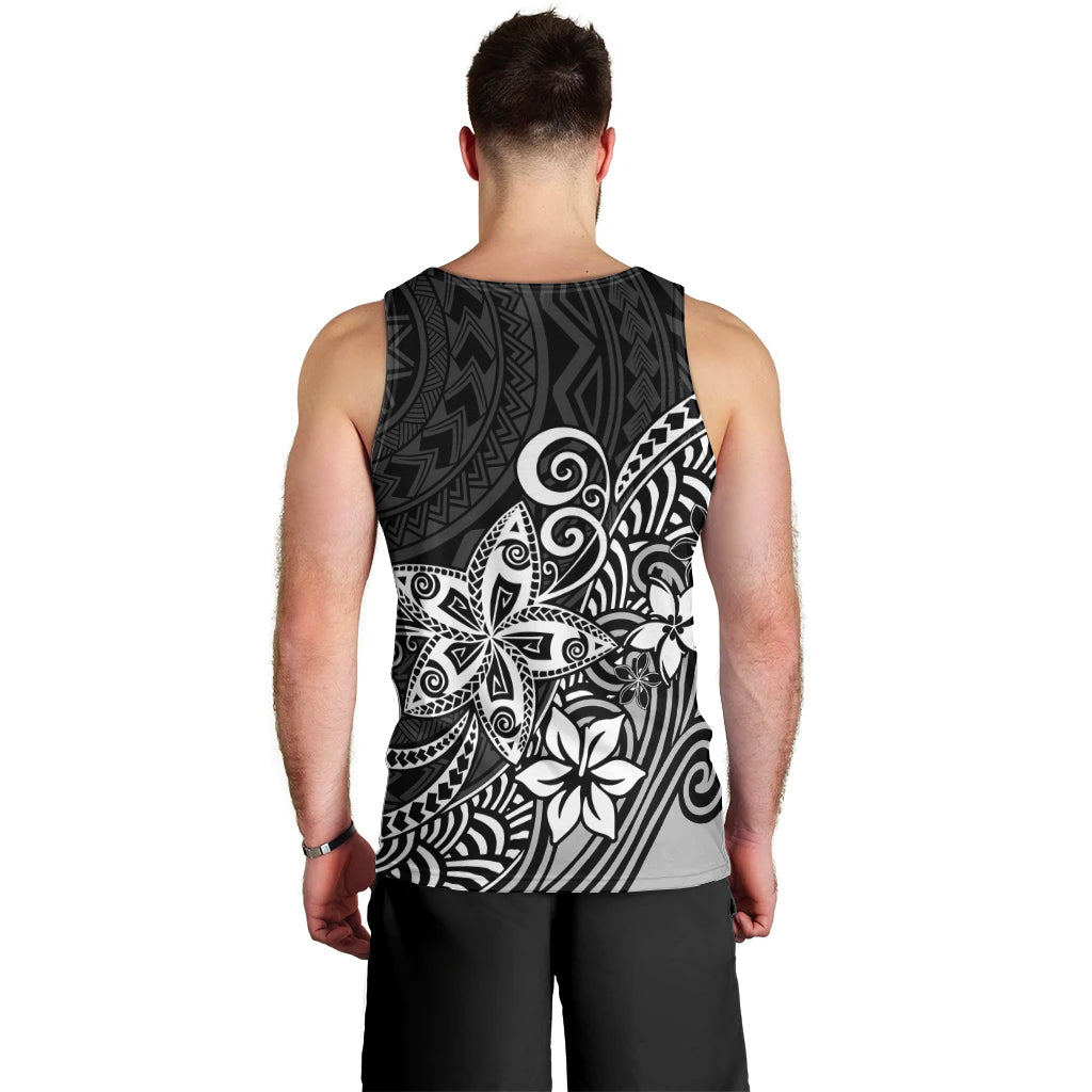 Polynesia Men Tank Top Plumeria Black Curves LT7 - Polynesian Pride