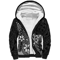 Polynesia Sherpa Hoodie Plumeria Black Curves LT7 Unisex Black - Polynesian Pride