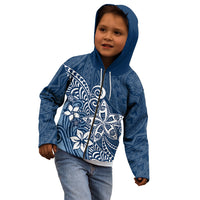 Polynesia Kid Hoodie Plumeria Blue Curves LT7 - Polynesian Pride