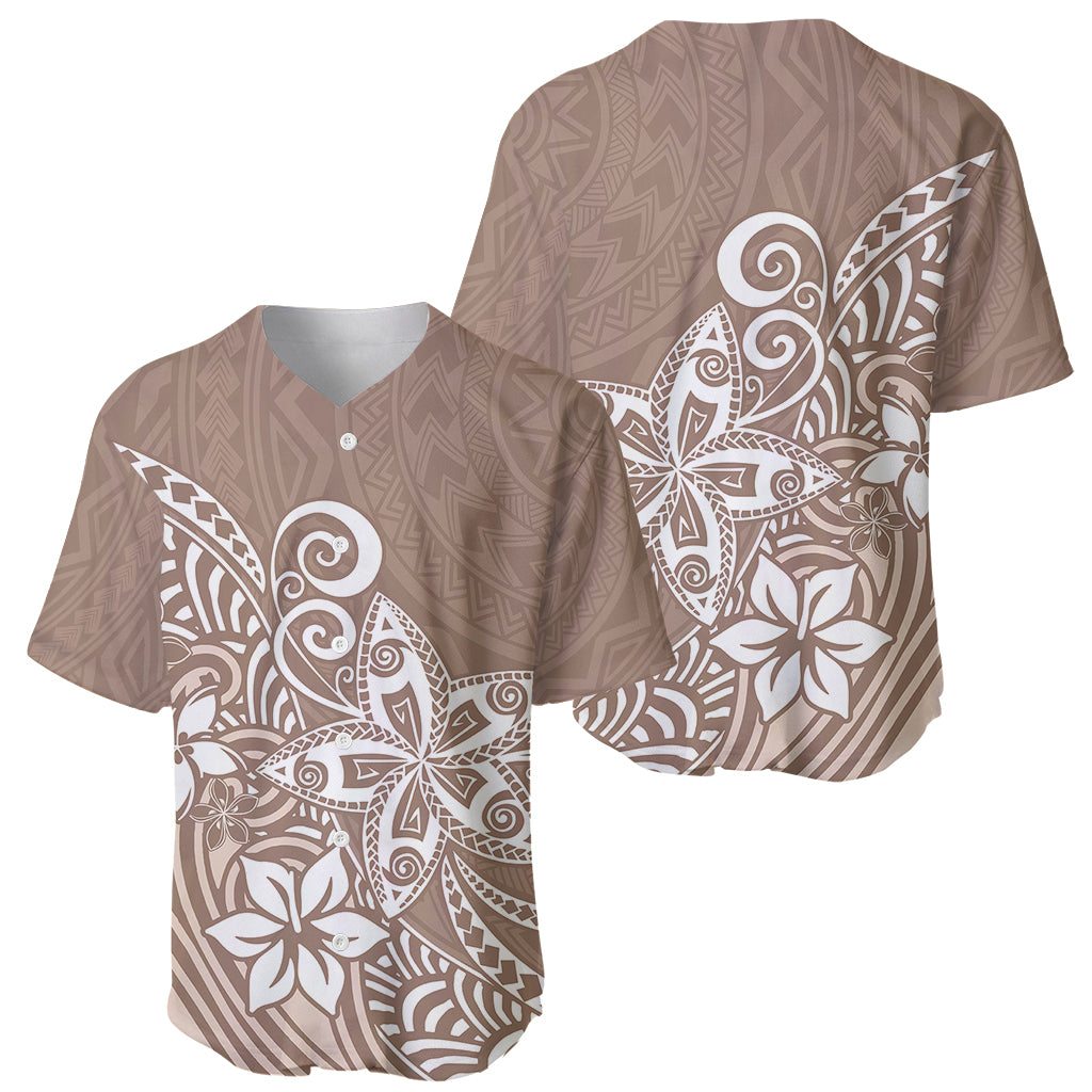 Polynesia Baseball Jersey Plumeria Beige Curves LT7 - Polynesian Pride