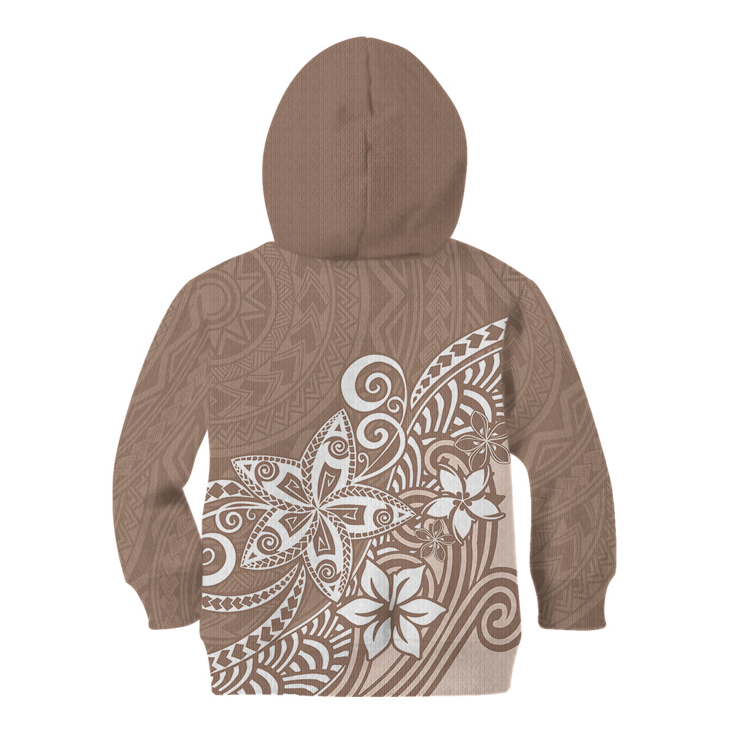 Polynesia Kid Hoodie Plumeria Beige Curves LT7 - Polynesian Pride