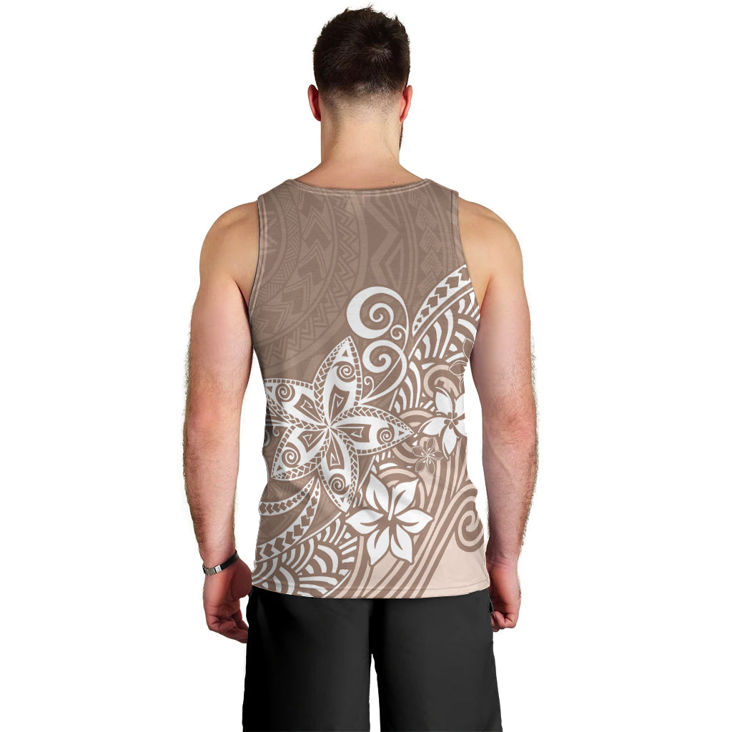 Polynesia Men Tank Top Plumeria Beige Curves LT7 - Polynesian Pride