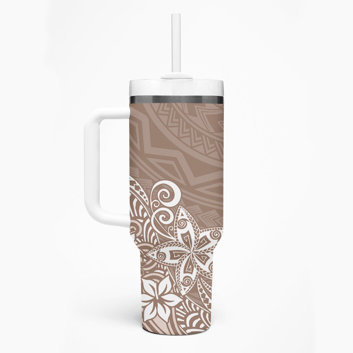 Hawaii Tumbler With Handle Plumeria Beige Curves
