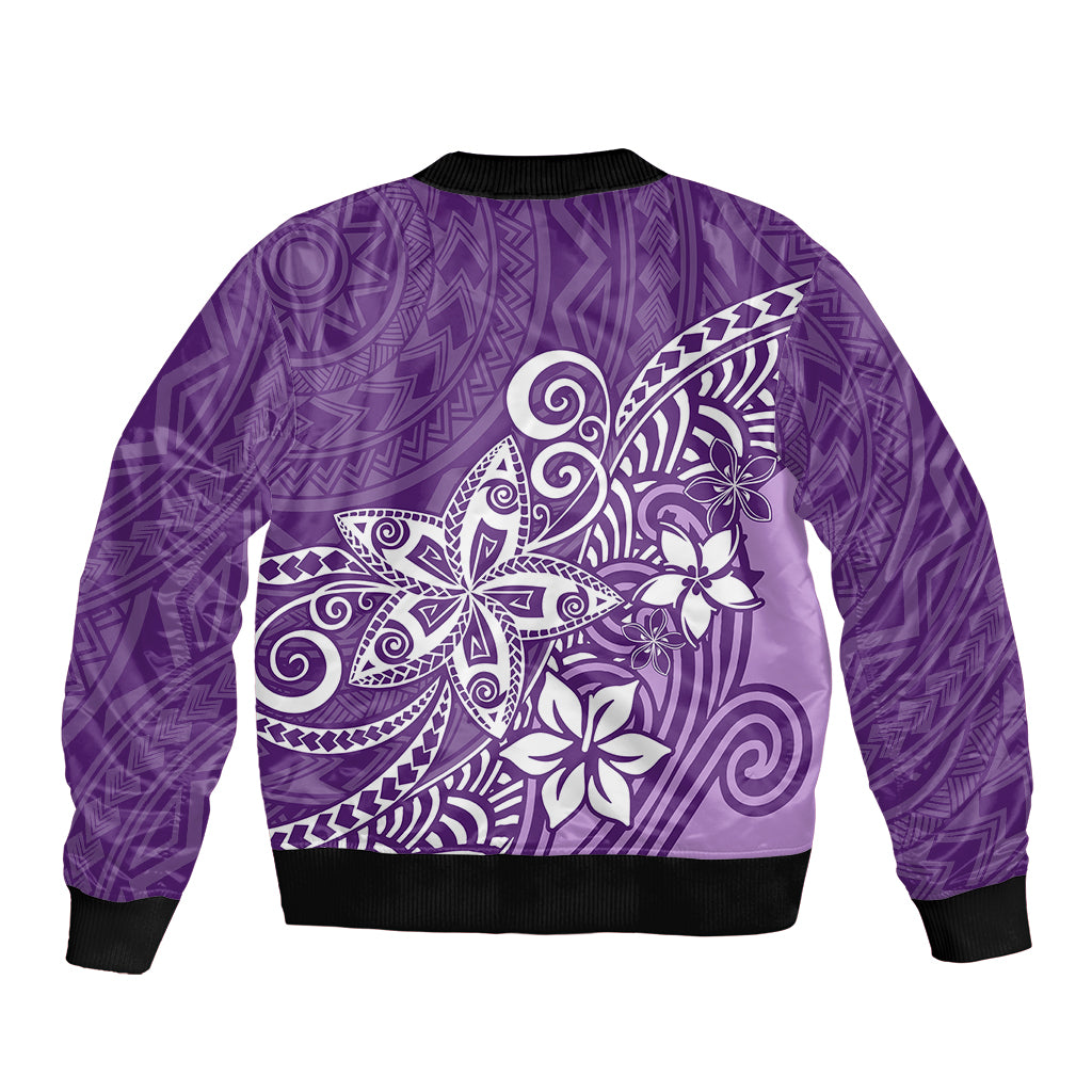 Polynesia Bomber Jacket Plumeria Purple Curves LT7 - Polynesian Pride