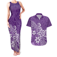 Polynesia Couples Matching Tank Maxi Dress And Hawaiian Shirt Plumeria Purple Curves LT7 Purple - Polynesian Pride