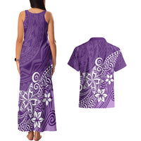 Polynesia Couples Matching Tank Maxi Dress And Hawaiian Shirt Plumeria Purple Curves LT7 - Polynesian Pride