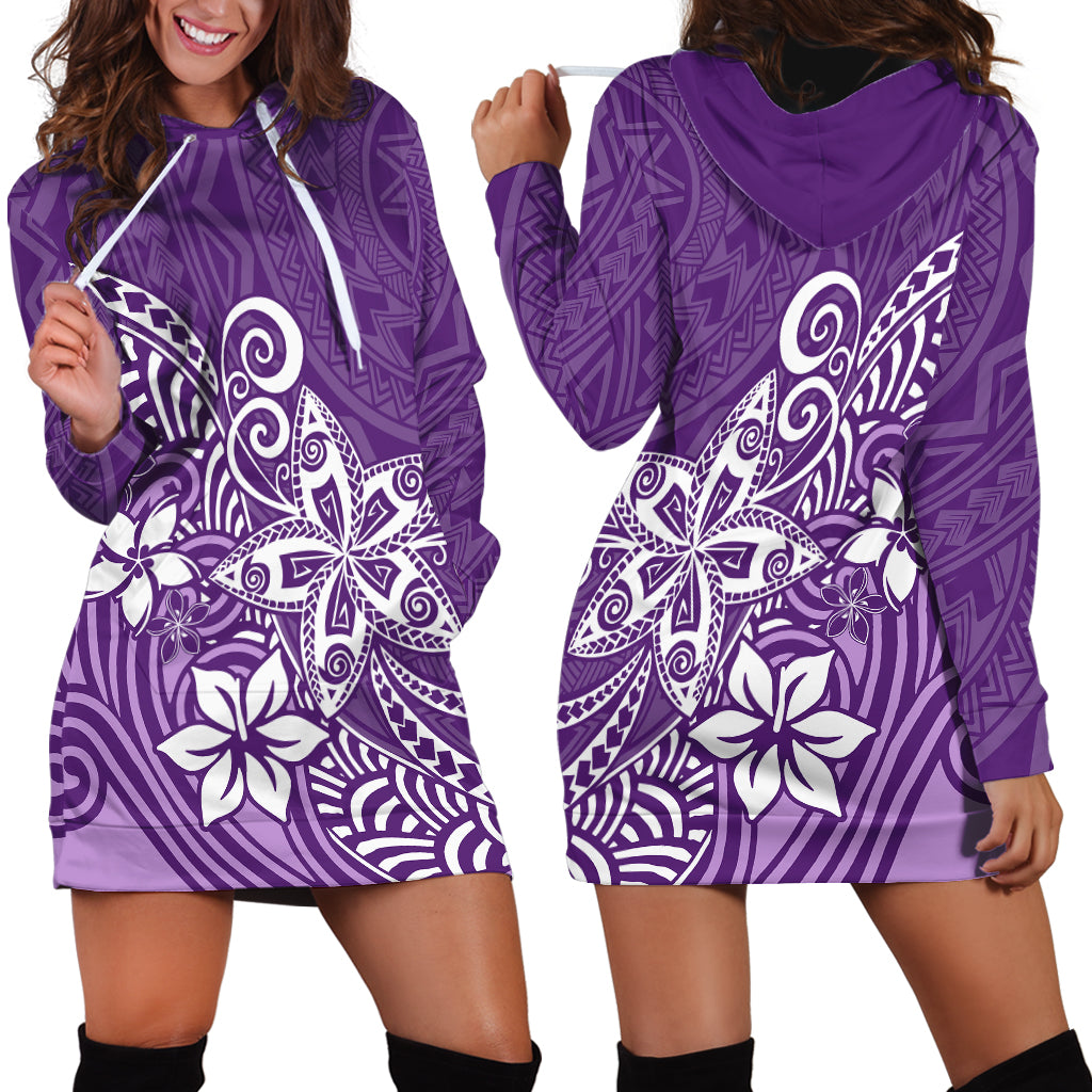 Polynesia Hoodie Dress Plumeria Purple Curves LT7 - Polynesian Pride